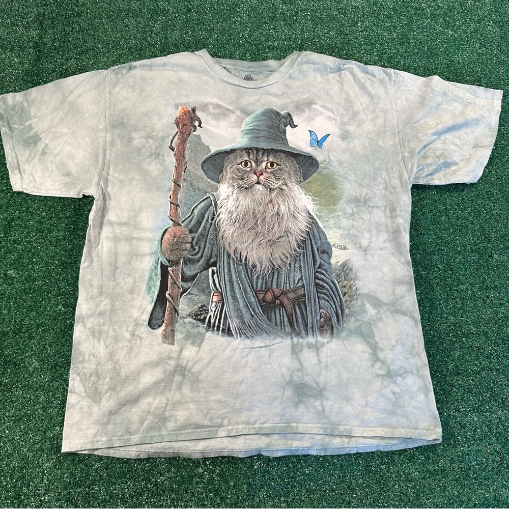 The Mountain unisex Green Catdalf Tie-Dye Gandalf Wizard Cat Size 2XL